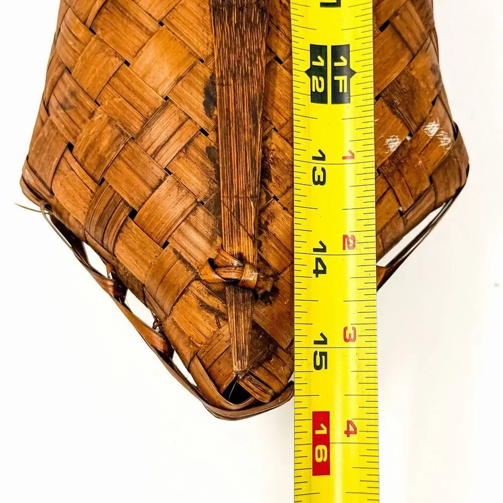 Vintage Primitive Woven Splint Wall Basket Rustic Folk Art Hanging Storage Decor